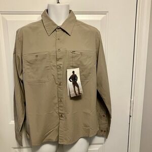 NWT Clothing Arts P Cubed Shirt Taupe Men's Small Pick Pocket Proof Long Sleeve